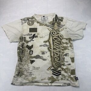Southpole Y2K Camo Graphic Tee Mens XL Skull Military Streetwear Grunge